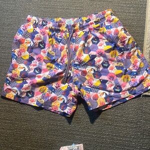 🌴Men’s fun pink and purple flamingo swim trunk L